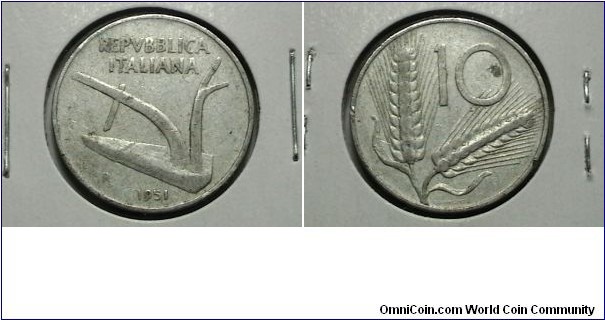 Italy 1951R 10 Lire KM# 93 