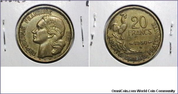 France 1950B 20 Francs KM# 916.2 