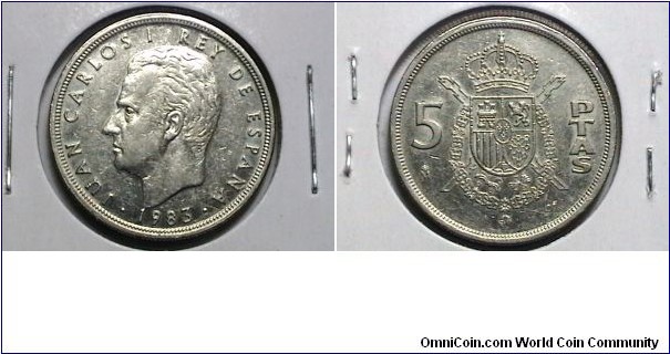 Spain 1983M 5 Peseta KM# 823 