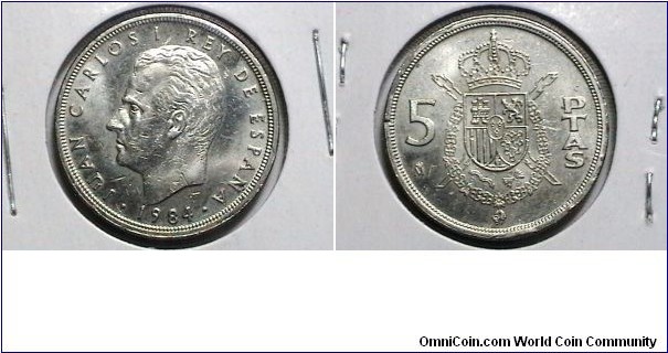 Spain 1984M 5 Peseta KM# 823 