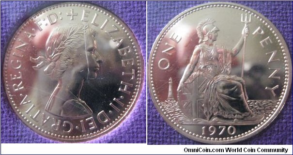 1970 penny, proof still in set