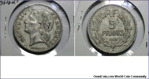 France 1949B 5 Francs KM# 888.b2 