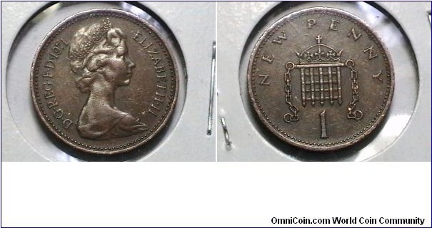 Great Britain 1971 1 New Penny KM# 915 