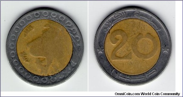 20 Dinars Brass center in Steel ring