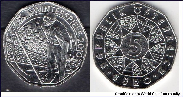 Austria  5e  Winter games Ski jumping 
Coat of arms of the 9 fedral provinces, value