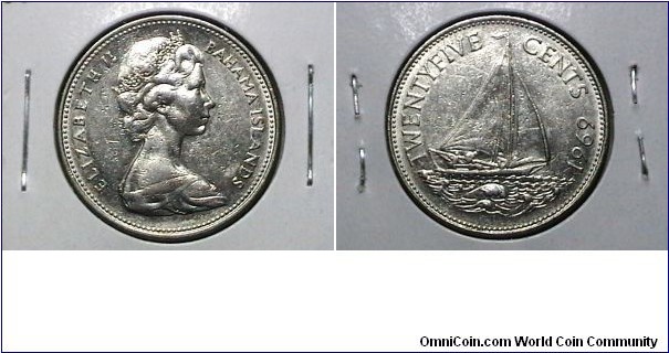 Bahamas 1969 25 Cents KM# 6 