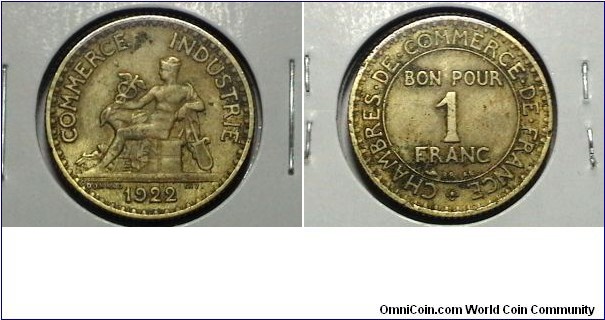 France 1922 1 Franc KM# 876 