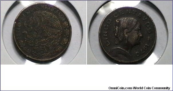 Mexico 1970-M 5 Centavos KM# 427 