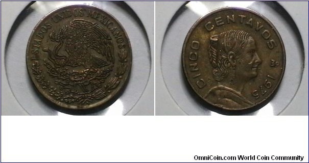 Mexico 1975-M 5 Centavos KM# 427 