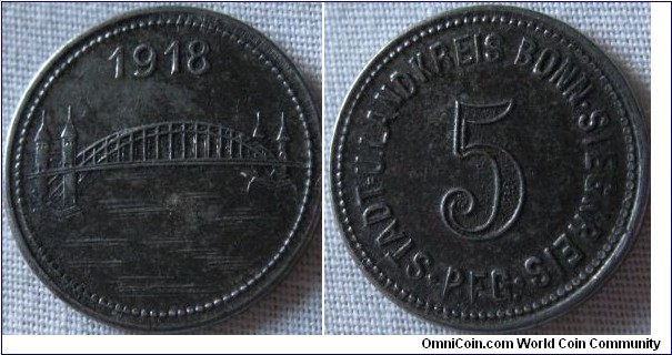 1918 bonn 5 pfennig