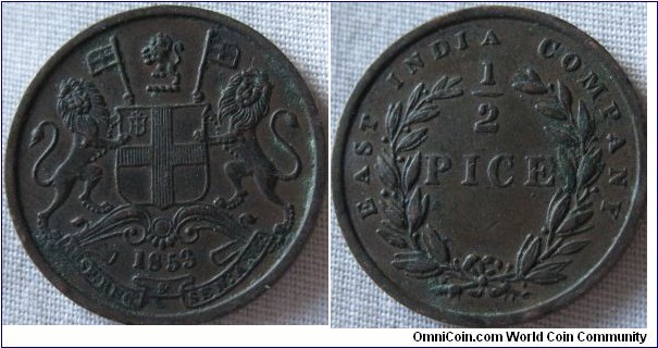 1853 1/2 pice, VF
