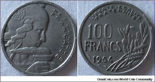1954 B 100 franc, EF