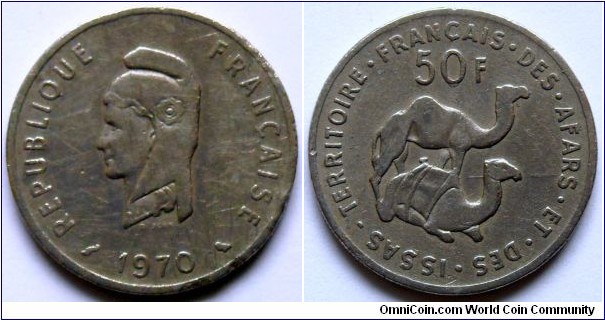 50 francs.
1970, French Territories of Afars and Issas.