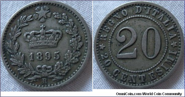 1895 20 centesimi, VF grade