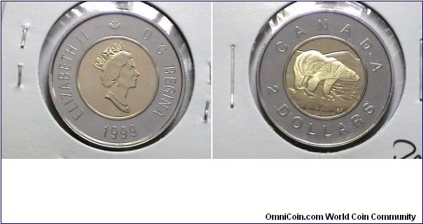 Canada 1999 2 Dollar Polar Bear rev. KM# 270 