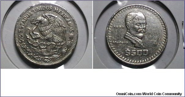 Mexico 1989 500 Pesos KM# 529 