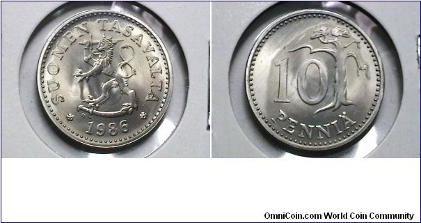 Finland 1986N 10 Pennia KM# 65 