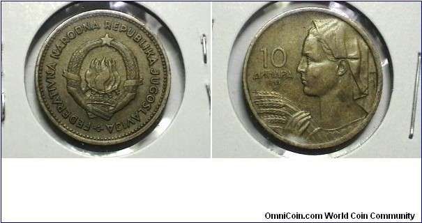 Yugoslavia 1955 10 Dinara KM# 33 