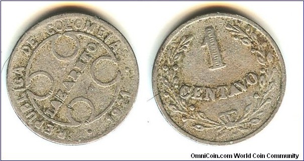 COLOMBIA LAZARETO 1 CENTS 1921- CAT 114-1R