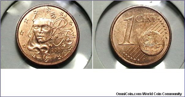 France 2007 1 Euro Cent Km@ 1282 