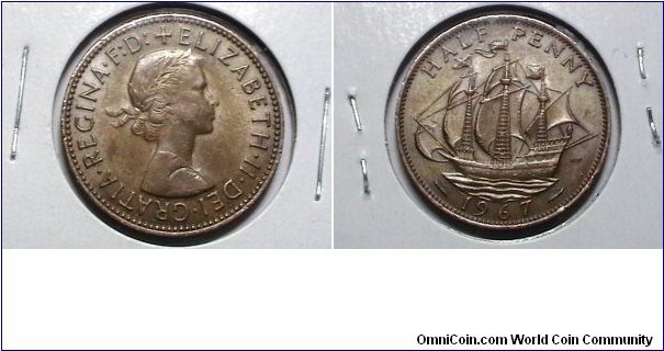 Great Britain 1967 half Penny KM# 496 