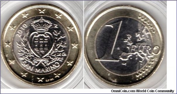 1 euro
Coat of arms of San Marino