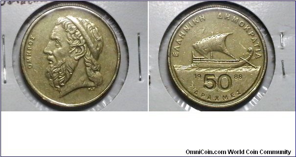 Greece 1988(an) 50 drachmes KM# 187 
