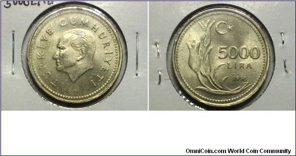 Turkey 1994 5,000 Lira KM# 1025 