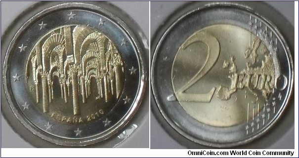 2 Euro,UNESCO World Heritage:'forest of pillars' of the Great Mosque-Cathedral of Cordoba,Madrid Mint,Mintage: 8,000,000.