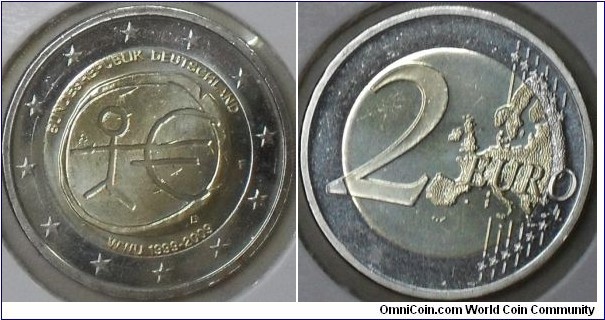 10 Years of European Monetary Union, Stuttgart Mint (F). 