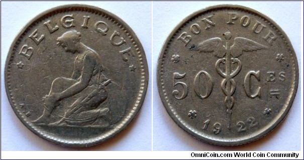 50 centimes.
1922, Belgique