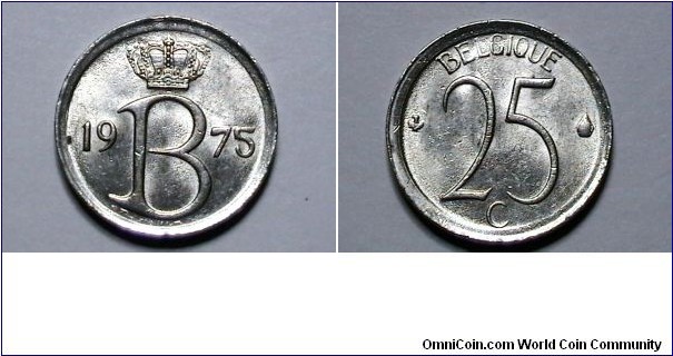 Belgium 1975 25 Centimes KM# 155.1 