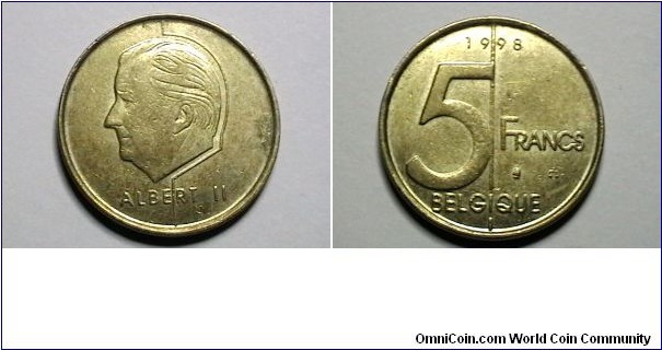 Belgium 1998 5 Franc KM# 189 