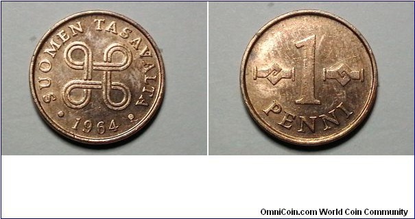 Finland 1964 1 Penni KM# 44 