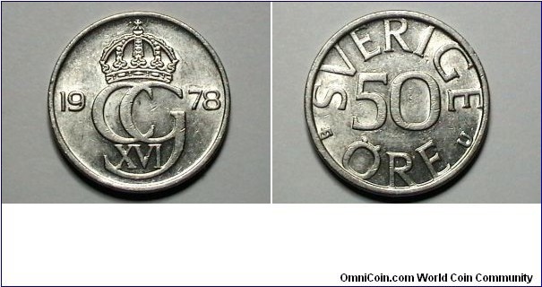 Sweden 1978 50 Ore KM# 855 