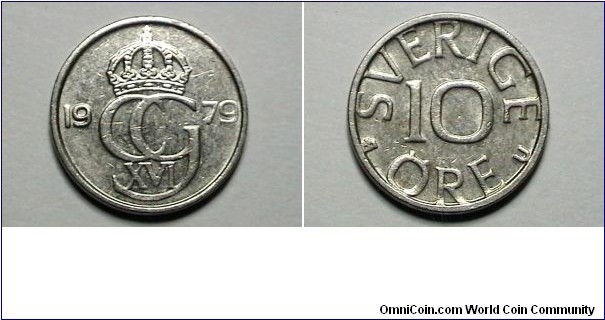 Sweden 1979 10 Ore KM# 850 