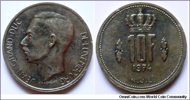 10 francs.
1974, Jean - Grand Duke of Luxembourg
