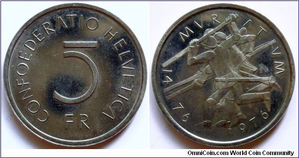 5 francs.
1976, 500th Anniversary of the Battle of Murtem