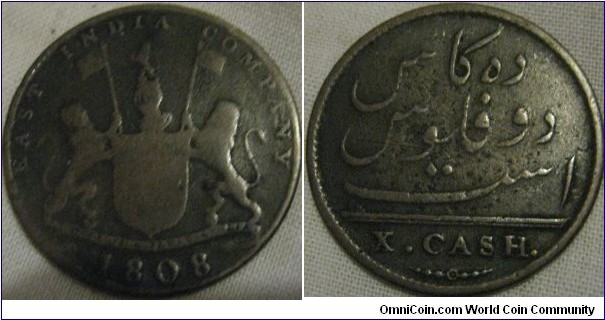 madras 10 cash, minted by the east india company