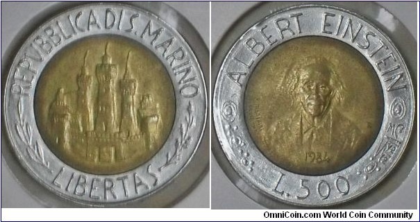 500 Lire,Albert Einstein,Rome Mint.
