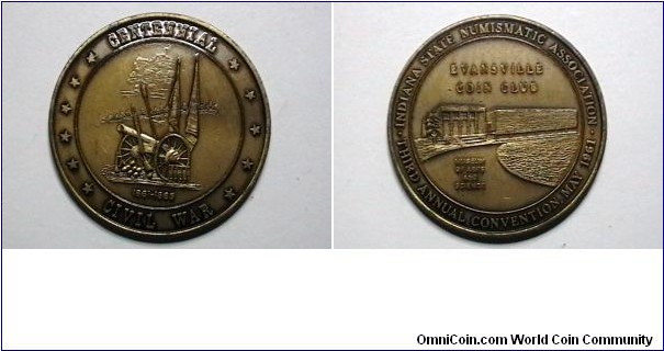 Medal Indiana State Numismatic Association 1961 3rd convention medal (Centennial Civil War) 