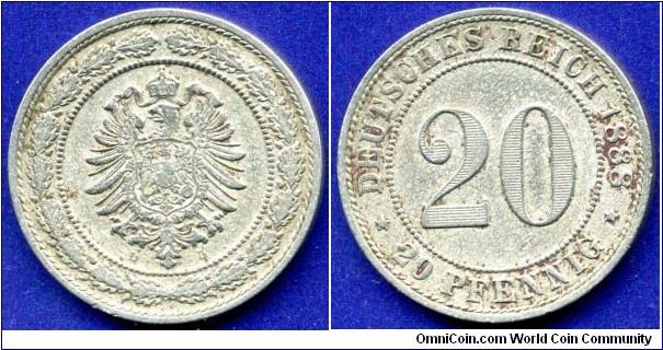 20 pfennig.
German Empire.
Old Eagle.
*D* - München mint.


Cu-Ni.