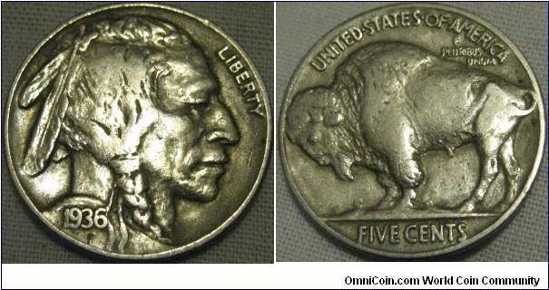 1936 P nickel VF