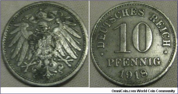 1918 10 pfennig, aEF