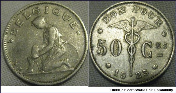 1923 50 centimes F grade