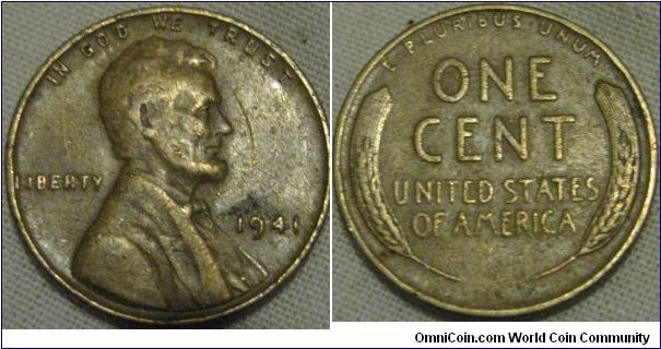 1941 cent, F grade