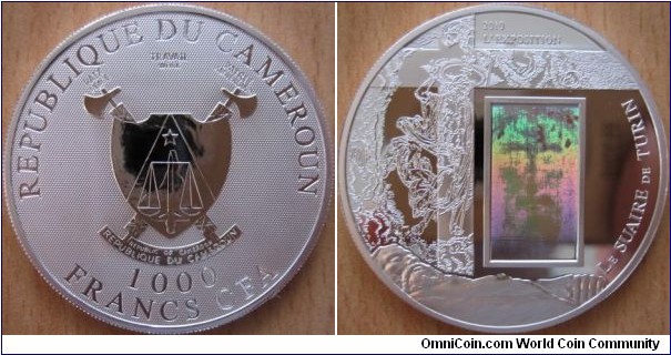 1000 Francs CFA - Shroud of Turin - 20 g Ag .925 silver (with hologram) - mintage 2,010