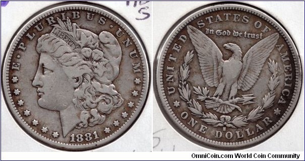 Morgan Dollar , 1881-S, San Francisco mint
