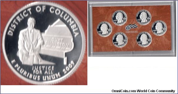 District of Columbia 25C Silver from 2009 District of columbia & US territories Quarters Silver Proof Set