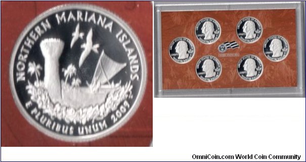 Northern Mariana Islands - 25C Silver from 2009 District of Columbia & US territories Quarters Silver Proof Set